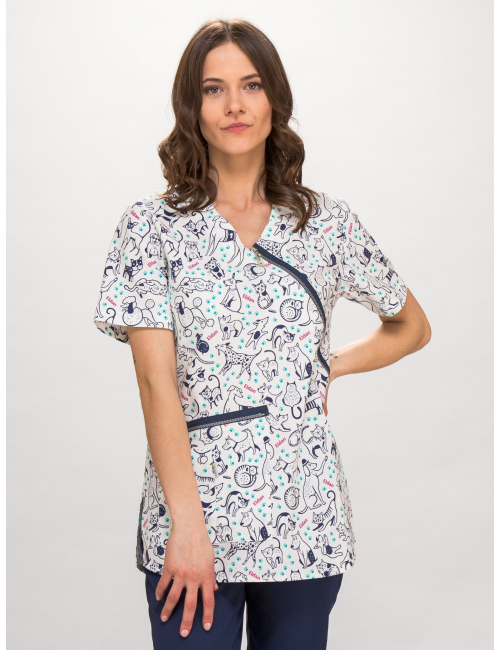 bluza medyczna z dużą kieszenią krótki rękaw TOLA